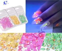Luminous Crystal AB Nail Rhinestones Mix Size Glitter Glass Gem 3D Charm Flatback Strass Fluorescence Nails Art Decorations6931570