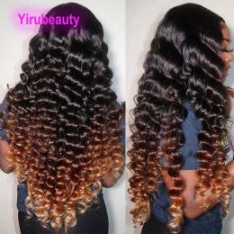 Wigs Brazilian Human Hair 13X4 Lace Front Wig 1B/4/30 Ombre Three Tone Color Peruvian Malaysian Indian Loose Deep 150% 180% 210% Densit