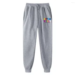 Men's Pants Street Fashion Label Colour Letter Print Ins Loose Sports Versatile Fleece Casual