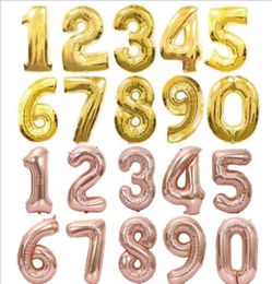 32 inch Gold Silver Number Foil Balloons Birthday Party Decorations Rose gold Wedding Balloon Party decor Supplies1126236
