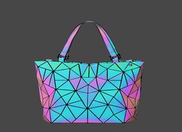 Luminous Handbag Women Geometry Tote crossbody Bag Shoulder Bags Hologram Laser Plain Folding Handbags Female Geometric Bag6396399