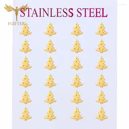 Stud Earrings 12 Pairs Cute Christmas Tree Design Small Ear Studs Stainless Steel Jewellery Classic Year Accessories Festival Gifts