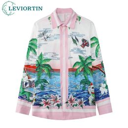 Mens Shirts Luxury Designer Brand Fashion Print Long Sleeve Shirt Casual Dress Blouse Tops Men Hawaiian Holiday Beach Shirts 240430