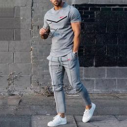 Gym designer t shirt Men Tracksuits Printing 2 Pieces Tops pants Shorts Sportswear Man Clothes Set Suit Fashion Jogger Outfit Oversized Men Costume