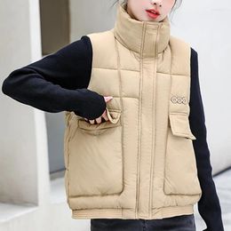 Women's Vests Winter Women 2024 Autumn Warm Zipper Sleeveless Parkas Korean Style Vintage Clothing High Quality