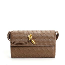 Clutch Cross-body Bag BottegVenet Lady Mini Bveneta Andiamo Classic Bags 2024 New Woven Lock Small Square Gold Hardware Single Shoulder Oblique Straddle Women