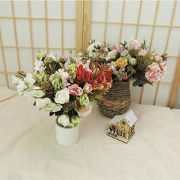 Decorative Flowers 30cm Silk Artificial Rose Bouquet For Home Decoration Wedding Bride Handheld Outdoor Fake Flower Arrangement