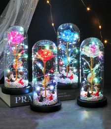 Eternal Rose Forever Beauty And Beast Rose In Flask Led Rose Flower Light Glass Dome Mother039s Day Wedding Gift Home Decoratio5112126