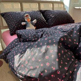 Bedding Sets Pastoral Style Flowers Beddings Pink Floral Duvet Cover Girls Comforter With Sheet Pillowcase Luxury Bed 150x200cm