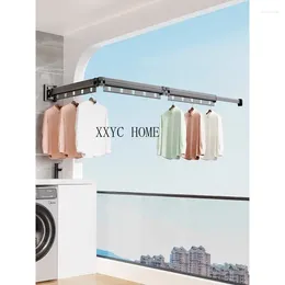 Hangers Alumimum Folding Clothes Hanger Wall Hanging Invisible Shrink Clothesline Pole Balcony Air A Quilt