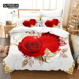 Bedding Sets Flowers Roses Duvet Cover Set Fashion Soft Comfortable Breathable For Bedroom Guest Room Decor