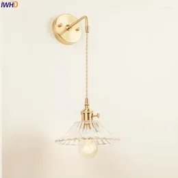 Wall Lamp IWHD Nordic Glass Light Fixtures Bedroom Bathroom Mirror Edison Copper Sconce Vintage Home Lighting Wandlamp