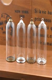 10set 5018mm hollow glass tube bell jar with setting base beads cap set glass vials pendant hollow sphere jewelry findings9496288