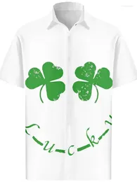 Men's Casual Shirts 2024 St. Patrick's Day Waffle Digital Printed Cardigan Shirt Loose Top