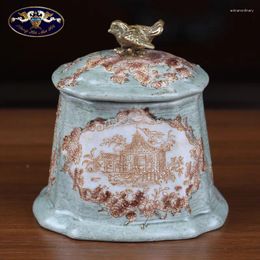 Vases European Creative Toothpick Box Ceramic Handicrafts Dressing Table Decorations Antique Storage Tea Ornaments