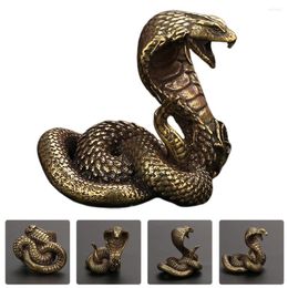 Decorative Figurines Garden Decor Craft Cobra Statue Ornament Zodiac Snake Miniature Copper Desktop Decoration Tea Pet Bronze