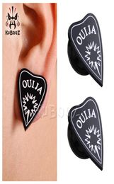 Kubooz Acrylic OUIJA Divination Black Ear Tunnels Plugs Body Jewellery Piercing Earrings Gauges Stretchers Expanders Whole 6mm t3737647