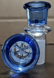 14mm 18mm Glass SNOWFLAKE SCREEN Slide BOWL Male for Water Pipe Bong Blue