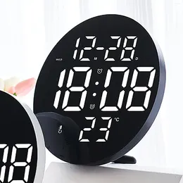 Wall Clocks Silent Led Electronic Round 3D Large Clock Digital Temperature Humidity Date Display Alarm Modern Home Decoration