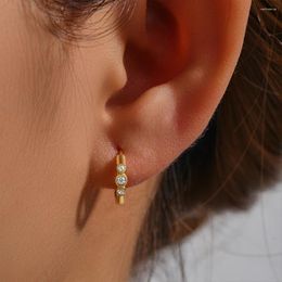 Hoop Earrings CANNER Real 925 Sterling Silver C-shaped Stud For Women Zircon 18K Gold Fine Jewellery Party Gifts Pendientes