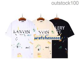 Trend High Quality Galle Dapt t Shirts Designer Autumn and Winter High Street Trend Hand Painted Graffiti Splash Print Mens and Womens Short with Real Logo