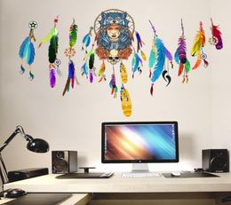 Indian Wolf Headdress Colourful Feather Wall Stickers Home Decor Wallpaper Poster Art8182063