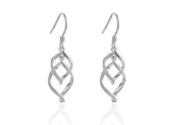 Classical Double Linear Loops Design Wave Earrings for Women Girls Real Solid 925 Sterling Silver Dangles Jewellery Whole7083664