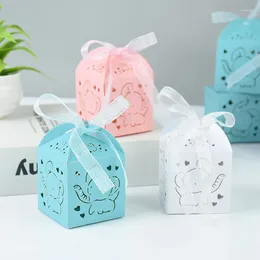 Gift Wrap 10/20pcs Cartoon Elephant Paper Box Laser Cut Hollow Favours Candy Boxes With Ribbon Baby Shower Birthday Party Supplies