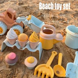 Summer Childrens Beach Toys Soft Silicone Sandbox Set Beach Game Toys Send Childrens Beach Game Sandwater Game Tools Beach Car 240429