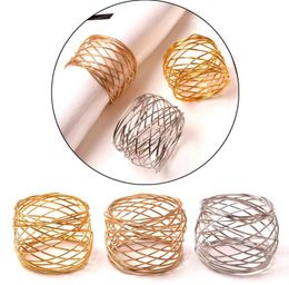 Gold Weave Napkin Rings Serviette Buckle Silver Round Holder Wedding el Table Dinner D403267323941