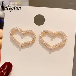 Stud Earrings Iutopian 2024 Summer Arrival Heart Shape Pearl For Women S925 Needle Anti Allergy Daily Jewellery #HJ085