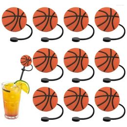 Disposable Cups Straws Cute Straw Lid Unique Ball Shape Food Grade Silicone Caps Airtight 10PCS Protectors Portable Cup