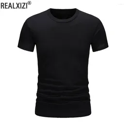 Men's T Shirts Summer Cotton T-shirt Fashion Slim Black Short Sleeved Comfortable Casual Round Neck T-shirts Top Clothing