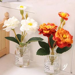 Decorative Flowers 1:12 Dollhouse Miniature Models Artificial Fabric Fake Plants Glass Vase Ornaments Decorations Po Props