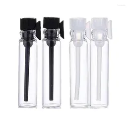 Storage Bottles 100pcs Transparen Glass Refillable Bottle Black Clear Plug Lid Cosmetic Packaging Mini Small Sample Perfume Bottles1ml 2ml