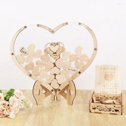 Party Supplies Wooden Heart Shape Wedding GuestBook Heart-Shaped Sign In Card Message Box Valentine's Day Decor Ornaments Guest
