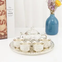 Cups Saucers Zinc Alloy Tea Set Afternoon Anti-Scald Cup For Women Durable Tray Teapot Anti-Skidding Good Gift