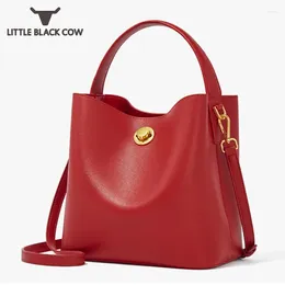 Bag Women Red Wedding Elegant Totes Soft Cow Split Leather Bucket Bags Single Crossbody Leisure Shoulder Tote Handbag