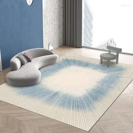 Carpets High Quality Luxury Living Room Carpet Large 2x3 Nordic Modern Blue Gradient Line Rug Fluffy Soft Long Hair Bedside Mat