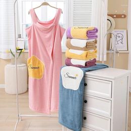 Towel Coral Velvet One Shoulder Wearable Camisole Bathrobe Suspender Large Bath With Have Pocket Water Absorbing Quick Drying