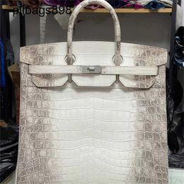 Brknns Handbag Genuine Leather 7A Handswen HAC High Himalayan White Crocodile 40CM Large of Handsewn6U5C