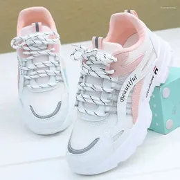 Casual Shoes Women Running Fashion Breathable Walking Mesh Lace Up Platform Sneakers Tenis Feminino White Vulcanized