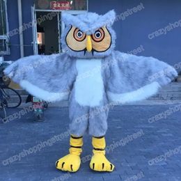 Christmas Grey long-haired owl Mascot Costume Cartoon Character Outfits Halloween Carnival Dress Suits Adult Size Birthday Party Outdoor Outfit