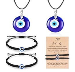 Pendant Necklaces Necklace Bracelet Blue Turkish Resin Leather Rope For Women Men Lucky Protection Gifts8640295