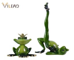 VILEAD Resin Yoga Frog Figurines Garden Crafts Decoration Porch Store Animal Ornaments Room Interior Home Decor Accessories 2107289021527