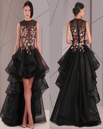 Jewel Neckline ALine Hilo Evening Dresses With Beaded Lace Appliques See Through Black Prom Dress vestidos largos de fiesta muje4491062