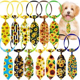 Dog Apparel 5pcs Mixed Colour Sunflower Pet Ties Summer Tie Collars Puppy Accessories Bow For Dogs Grooming Supplies