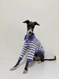 Dog Apparel Autumn And Winter Pure Cotton POLO Shirt Stretch Italian Greyhound Whippet Bellington Clothes Purple Stripes