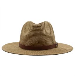 Wide Brim Summer Fedora Jazz Cap Straw Panama Hats For Men Women Beach Caps8333091