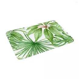 Carpets Watercolour Palm Leaves 24" X 16" Non Slip Absorbent Memory Foam Bath Mat For Home Decor/Kitchen/Entry/Indoor/Outdoor/Living Room